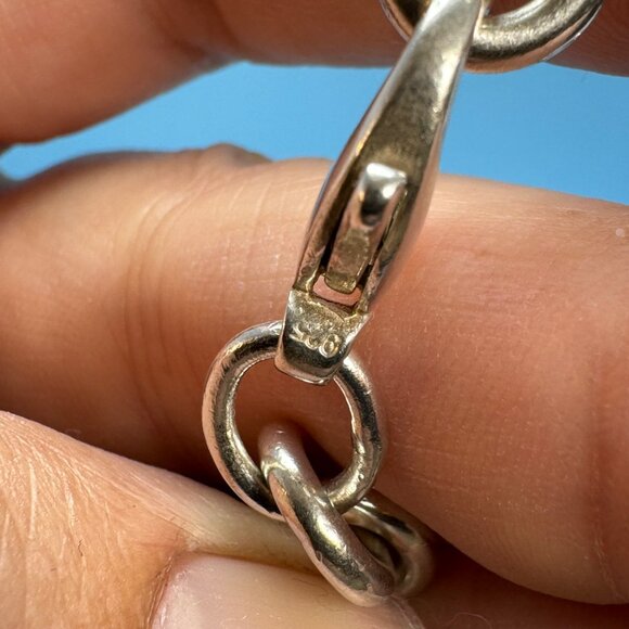 VTG Sterling Silver 925 Round Link Chain Bracelet Lobster Claw Clasp Size 7.5'' - Picture 4 of 9